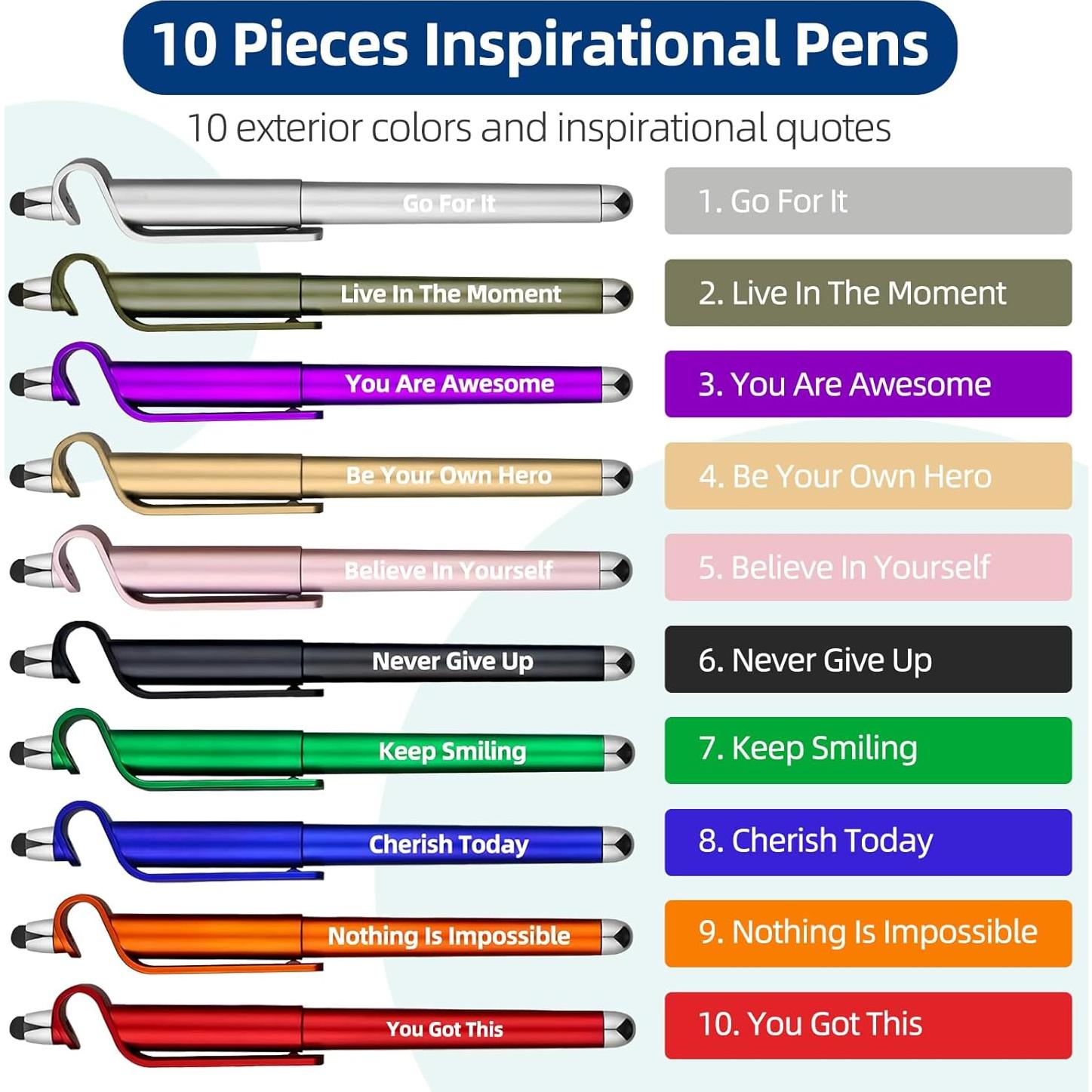 10 Bolígrafos Motivacionales Haiyunfei con Soporte para Teléfono