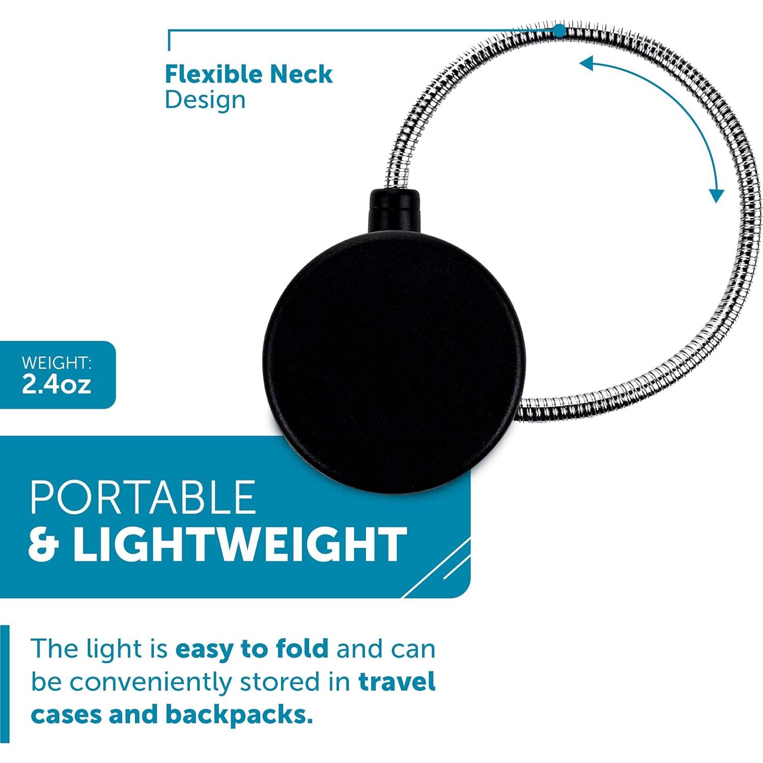 Luz de Lectura LED Portátil WITHit - Negro - Cuello Flexible