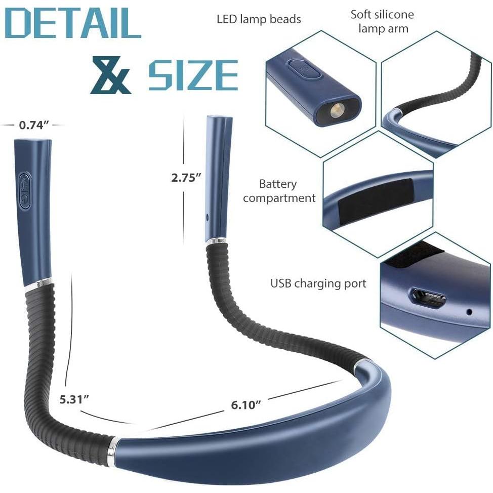 Luz de Lectura Recargable para Cuello CQP-DZ-006 3 Brillos Azul