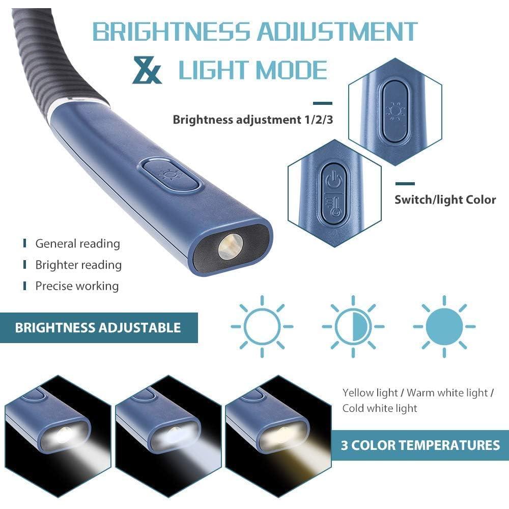 Luz de Lectura Recargable para Cuello CQP-DZ-006 3 Brillos Azul