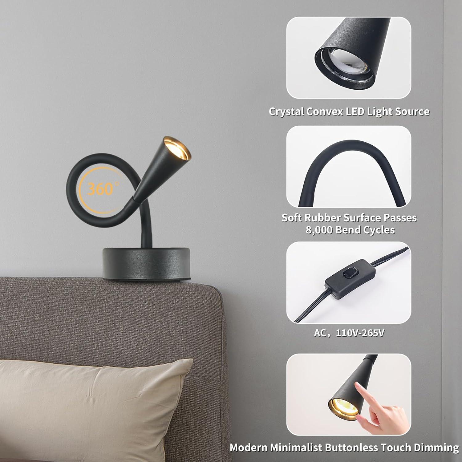 Luz de Lectura Regulable MOLUOLA con Cuello de Ganso 36cm