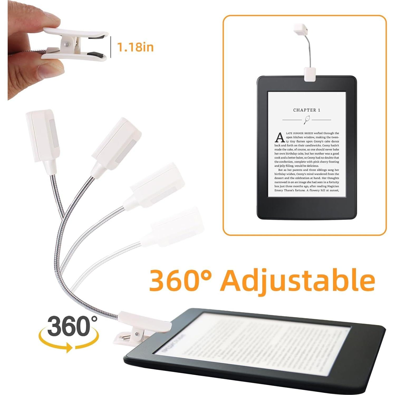 Luz de Lectura Ajustable UXIETIN para Kindle con Clip