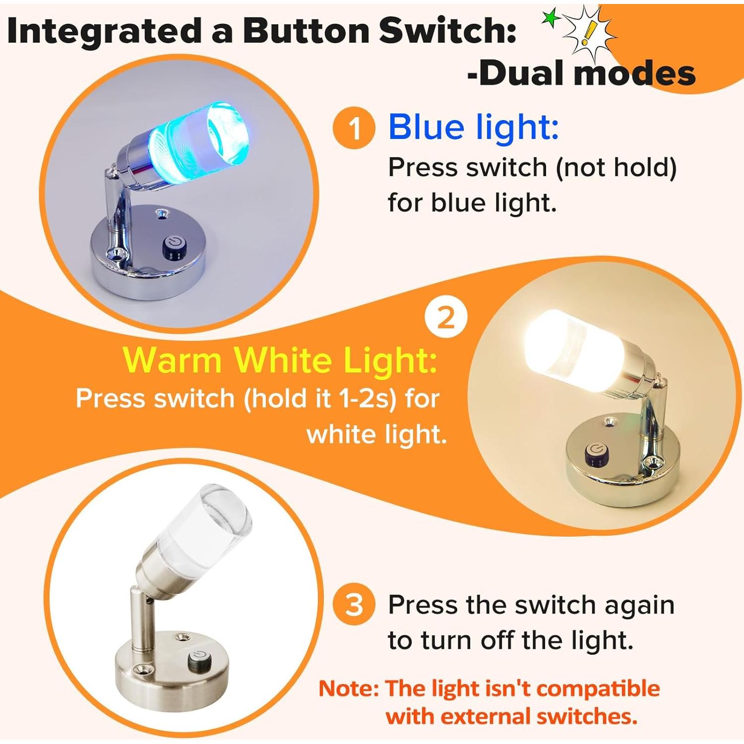 Lámpara LED de Lectura 12V Iluminación de Ensueño 2W 100lm