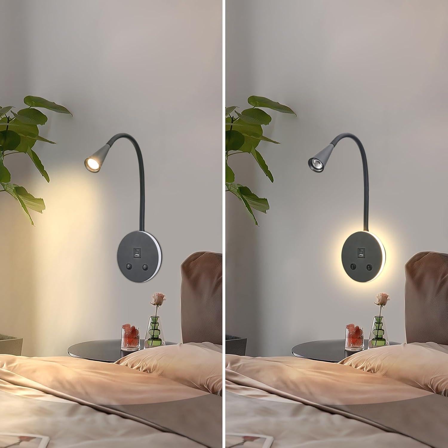 Luz de Lectura LED MOLUOLA S21 con USB y Cuello de Ganso Negro