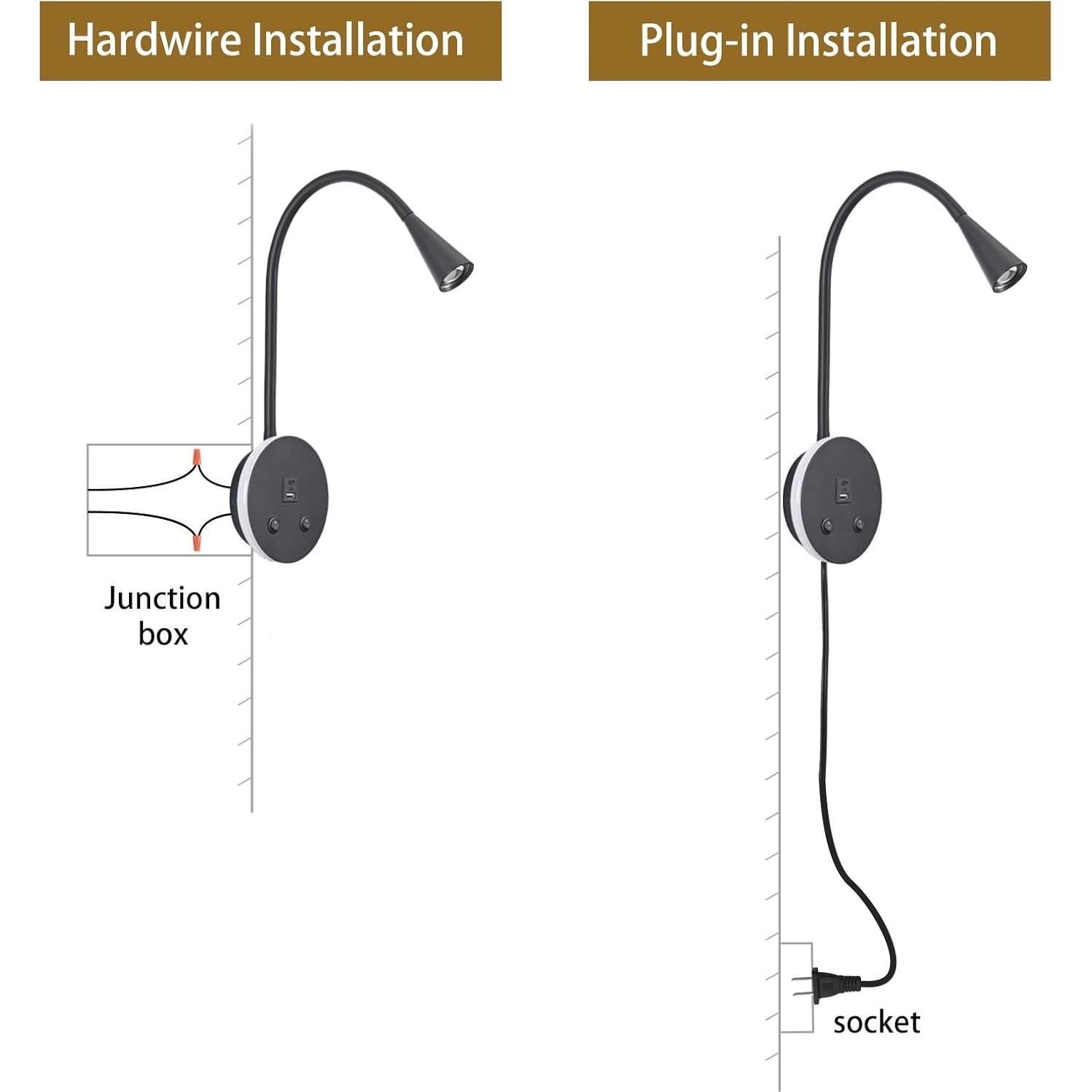 Luz de Lectura LED MOLUOLA S21 con USB y Cuello de Ganso Negro