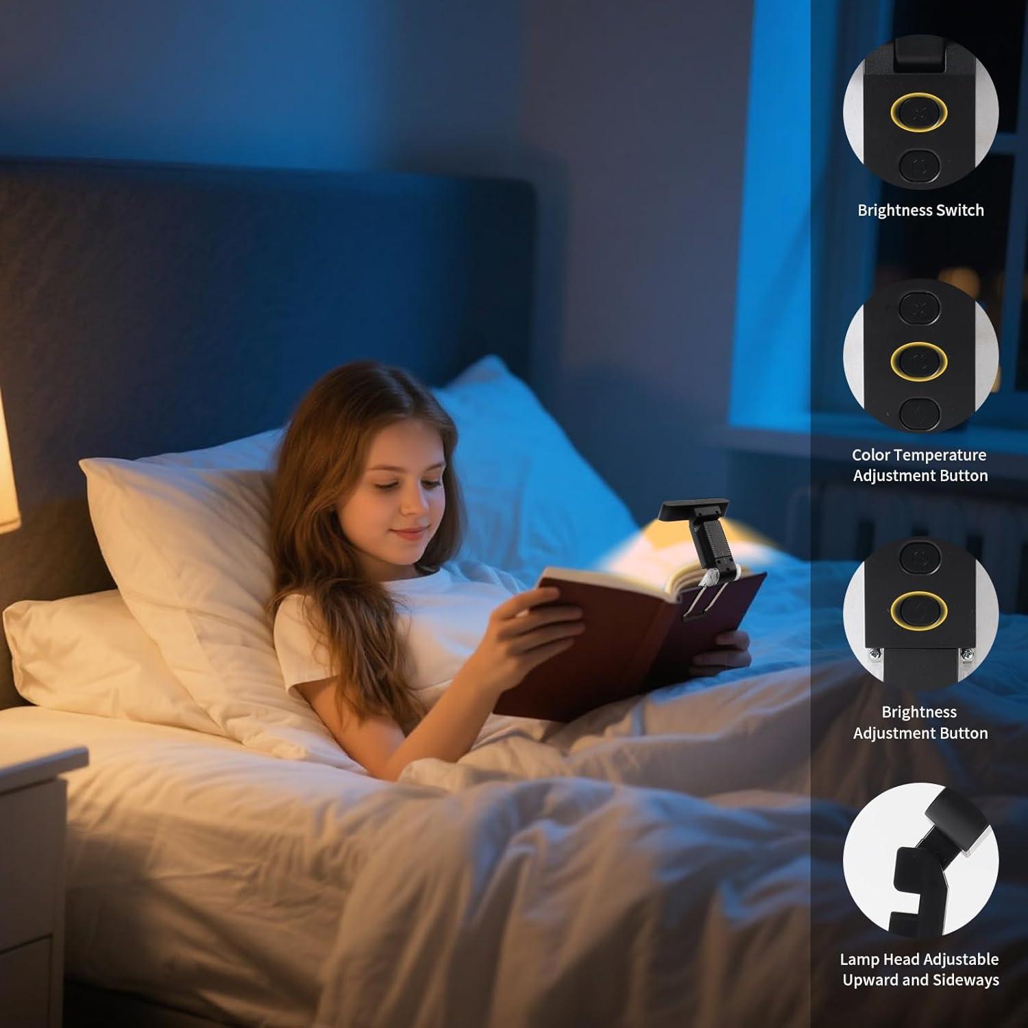 Luz de Lectura Recargable Bsdgeclogy Clip-On 30 Modos