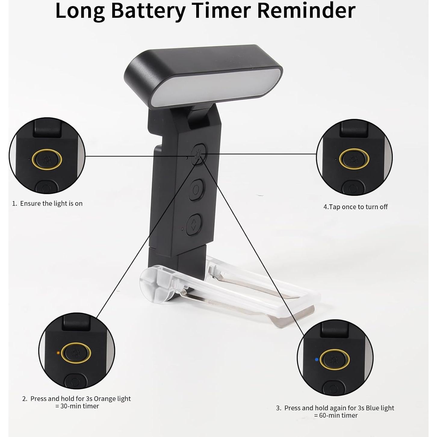 Luz de Lectura Recargable Bsdgeclogy Clip-On 30 Modos