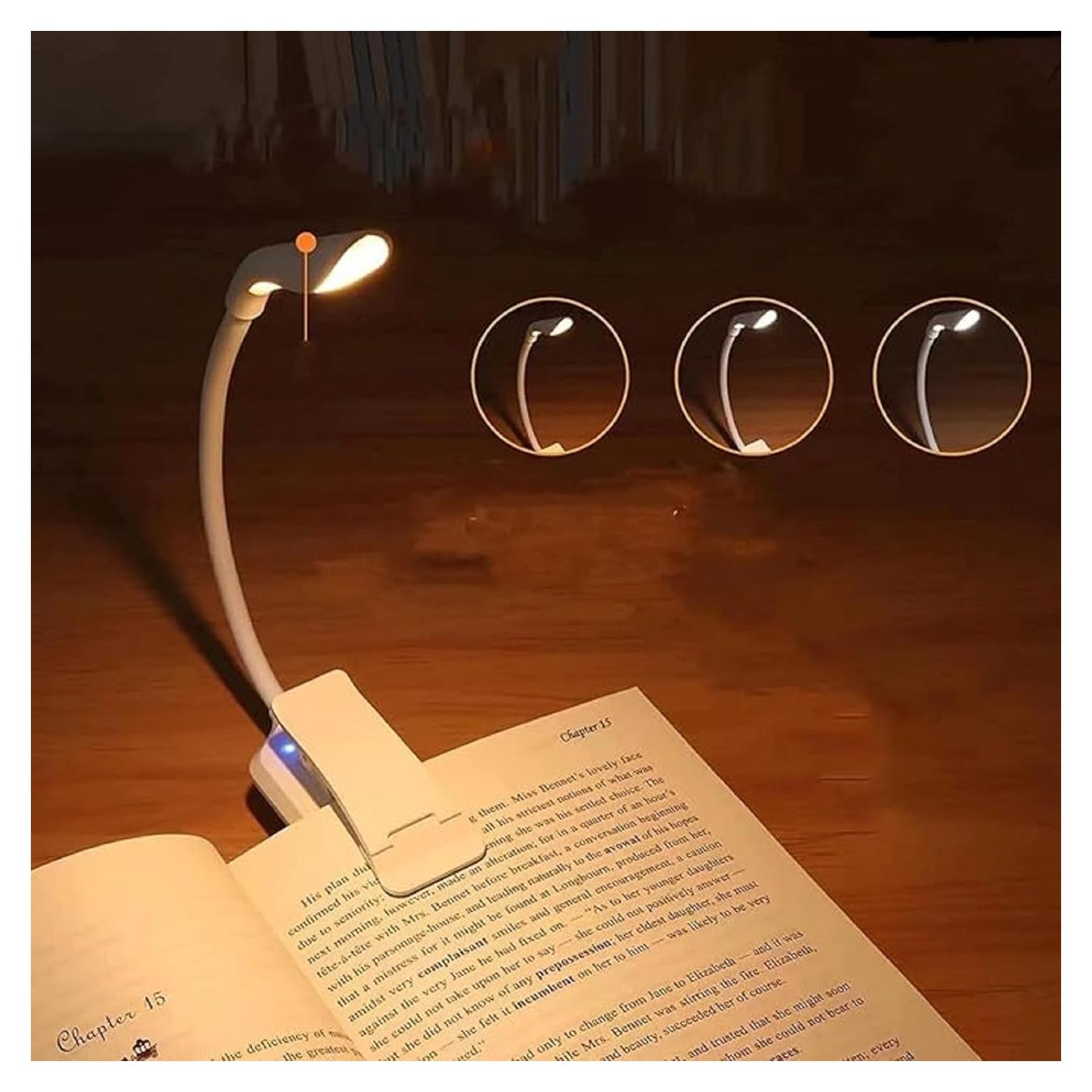 Luz de Libro LED SZYQ Recargable USB 3 Colores Brillo Ajustable