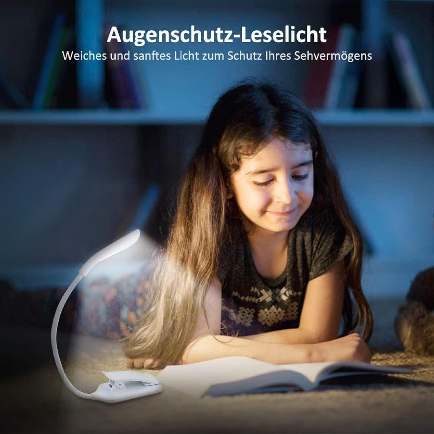 Luz de Libro LED SZYQ Recargable USB 3 Colores Brillo Ajustable