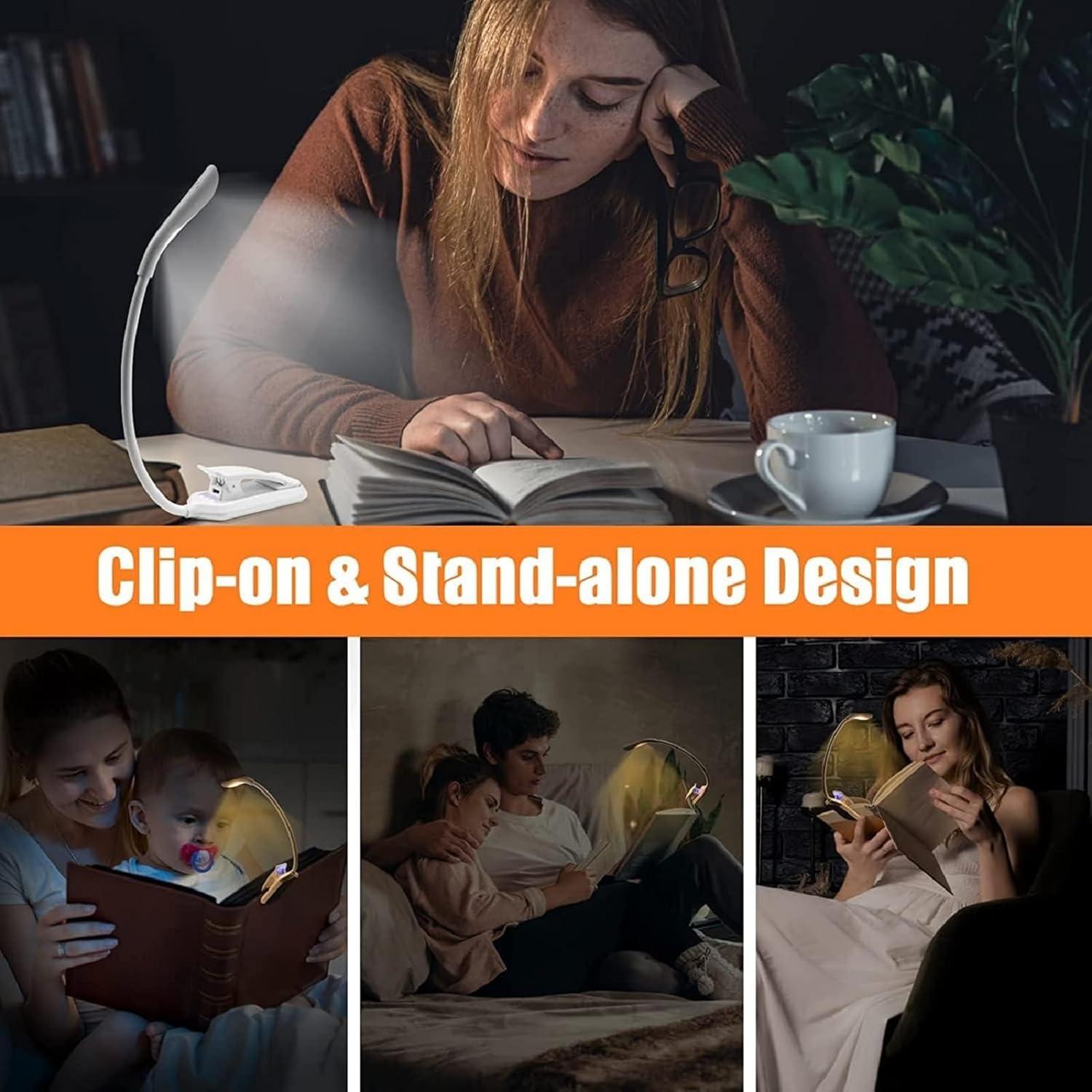 Luz de Libro LED SZYQ Recargable USB 3 Colores Brillo Ajustable