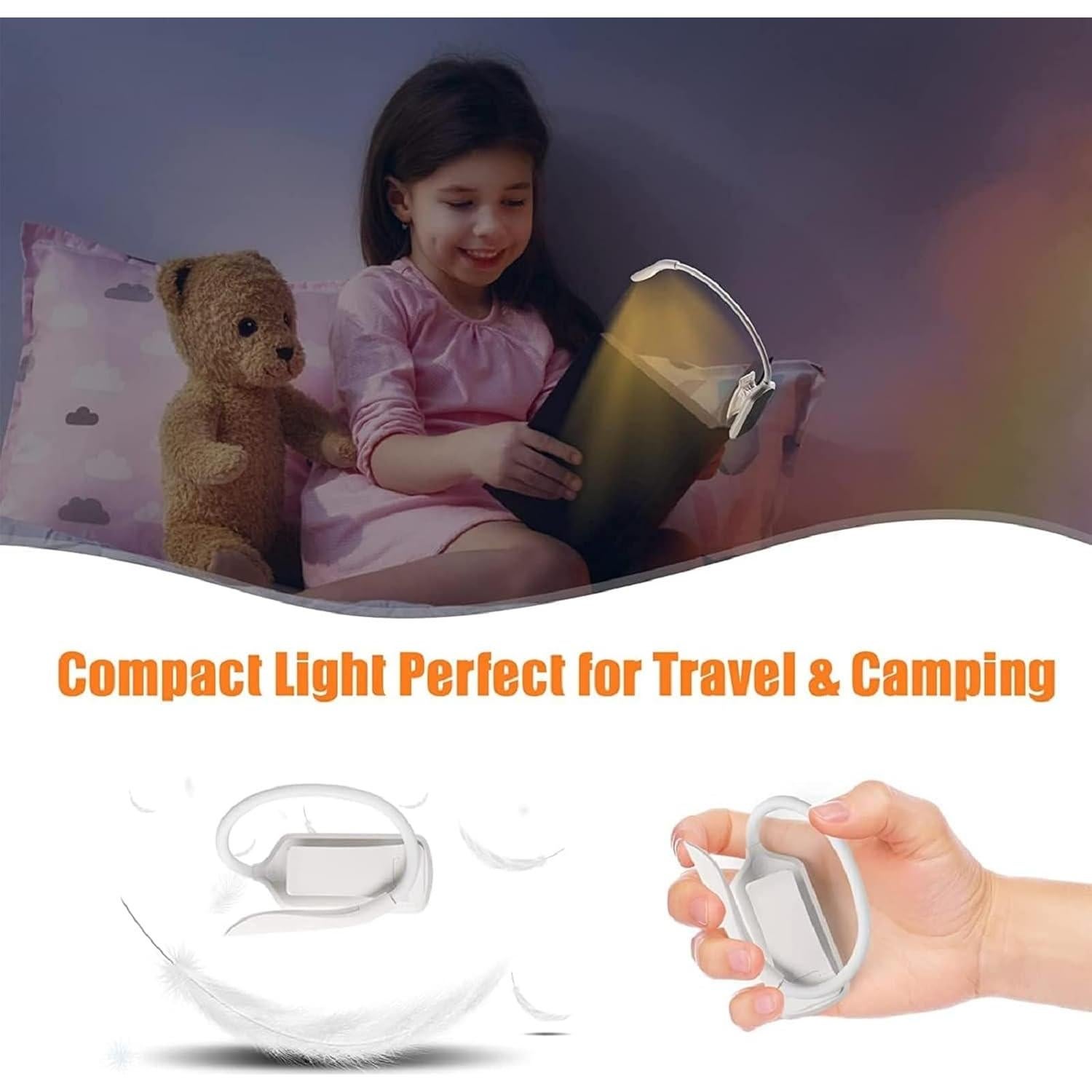 Luz de Libro LED SZYQ Recargable USB 3 Colores Brillo Ajustable