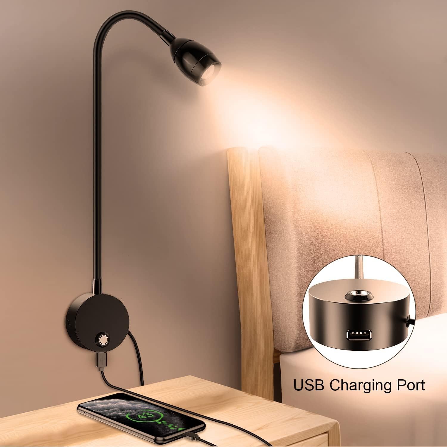 Luz de Lectura LED ERAY Montada en Pared 2p Dimmable 3000K