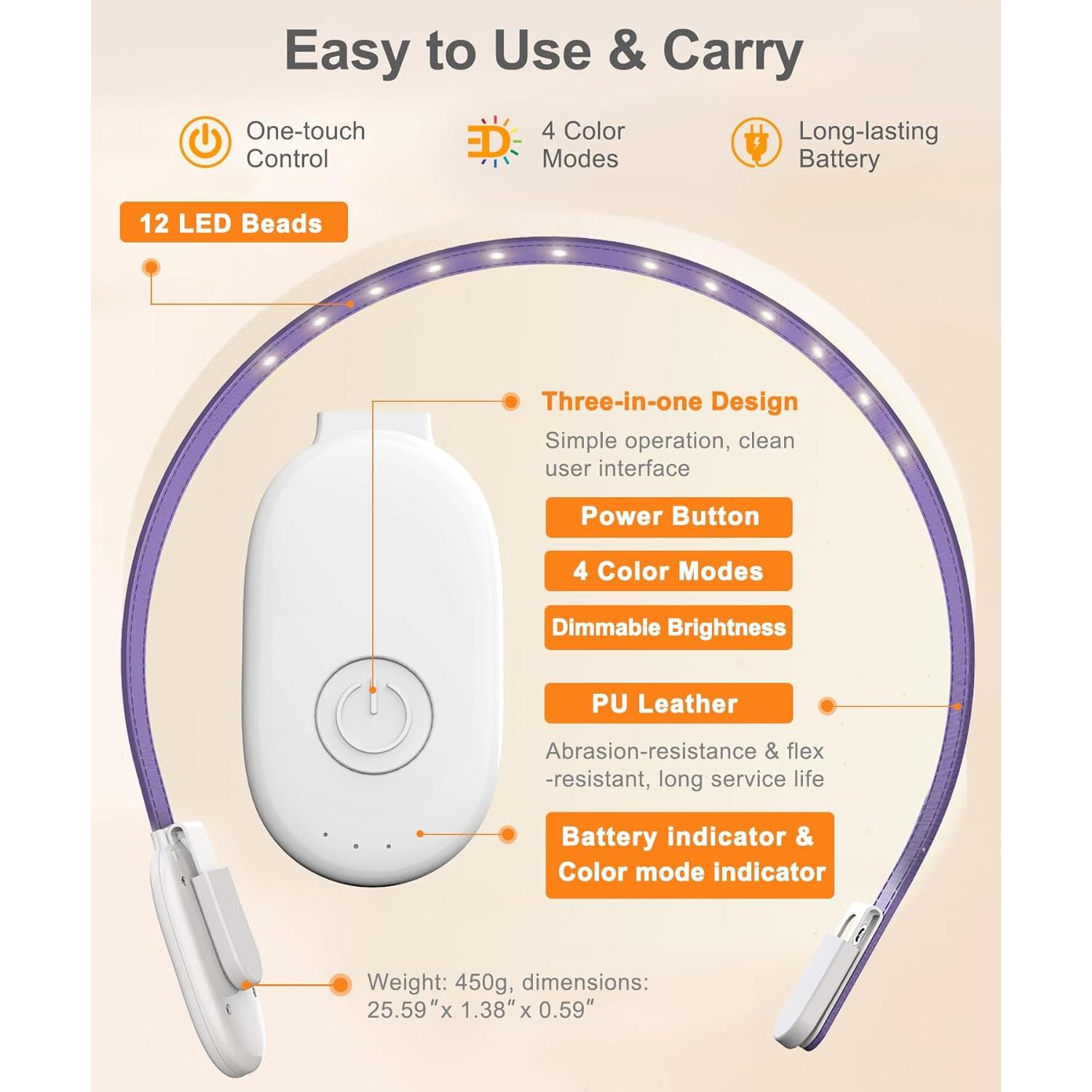 Luz de Lectura Recargable Yeeke BLA20R, 4 Modos de Color