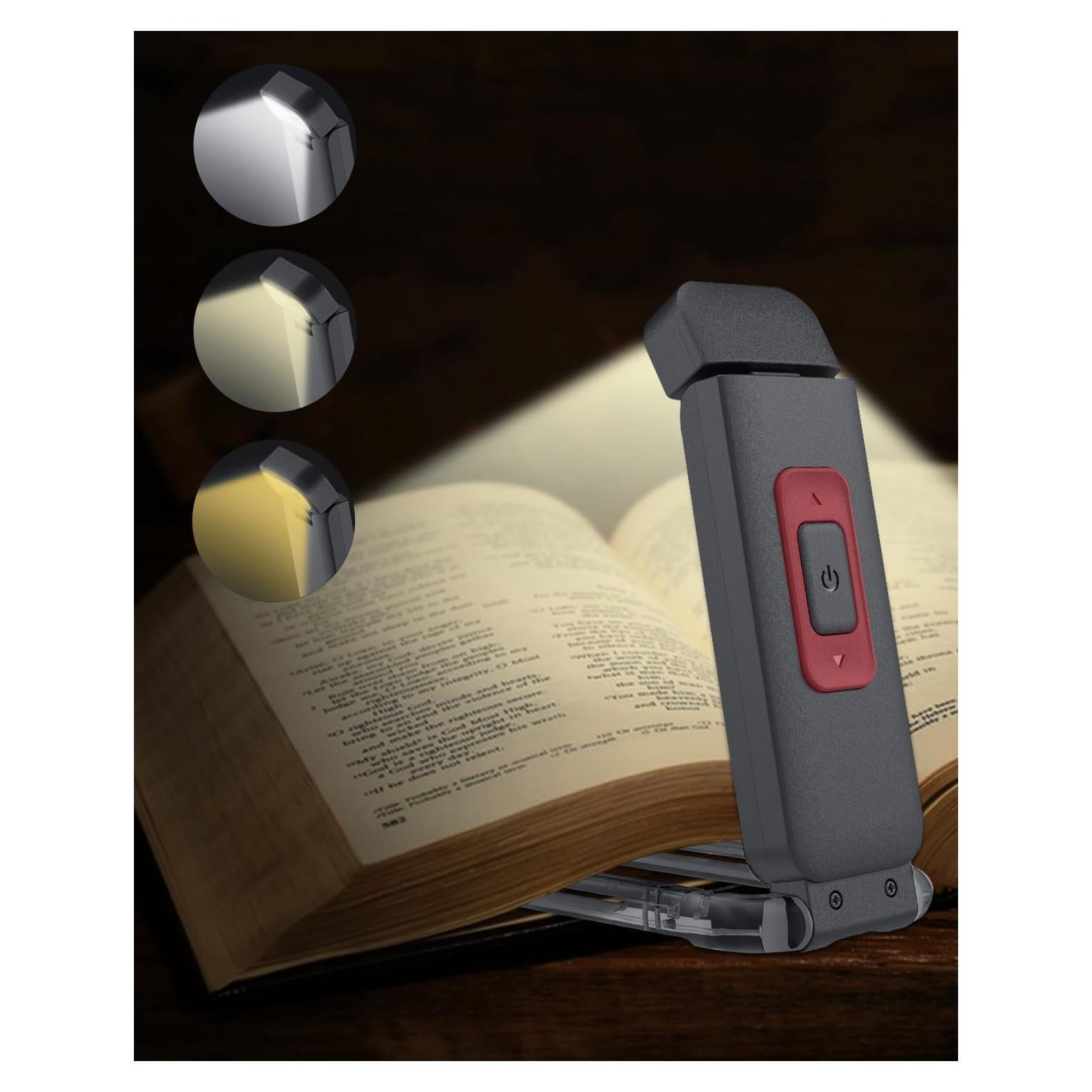 Luz de Libro Portátil SFV LED Recargable Clip-On Negra