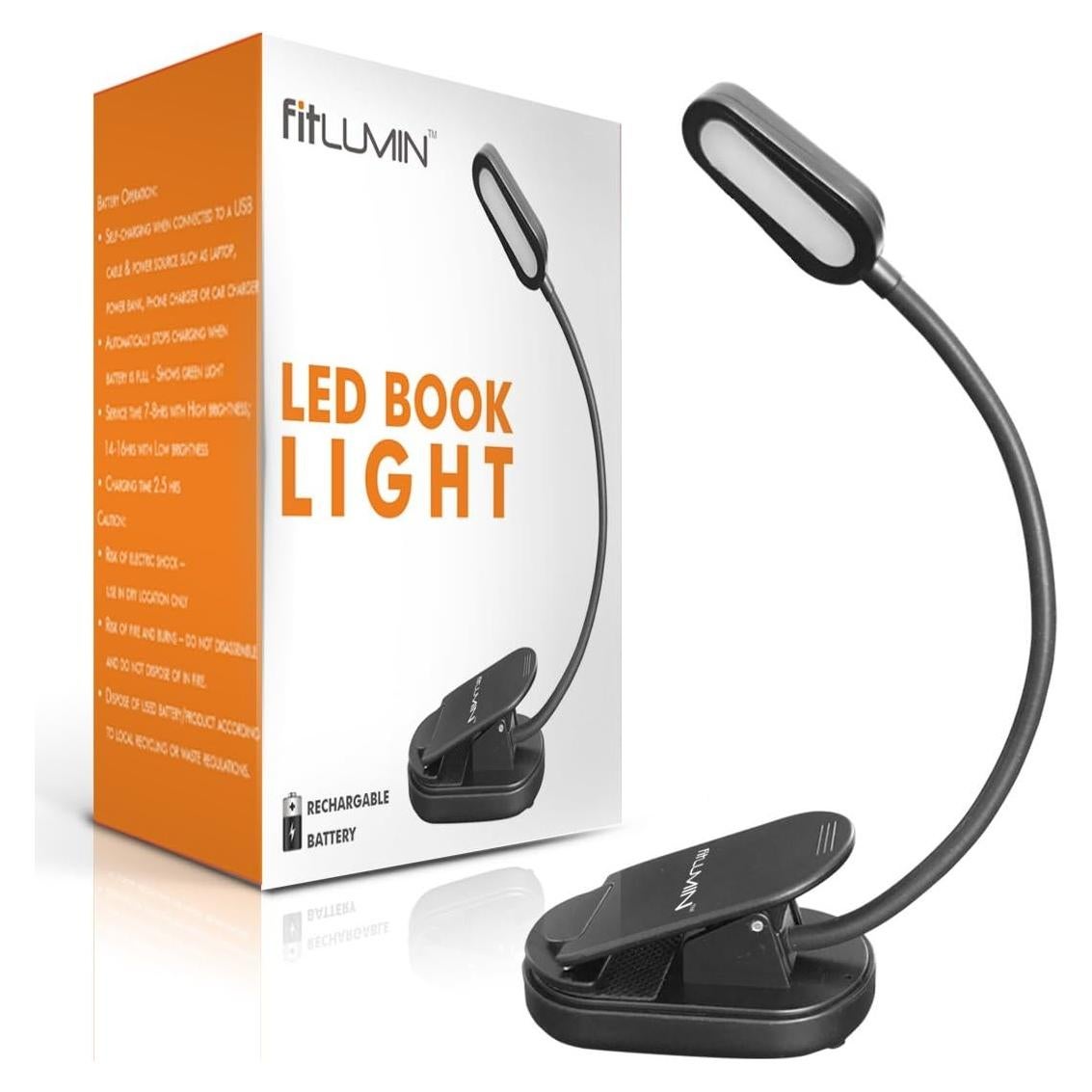 Luz de Libro LED Fitlumin Recargable 3000K con Clip