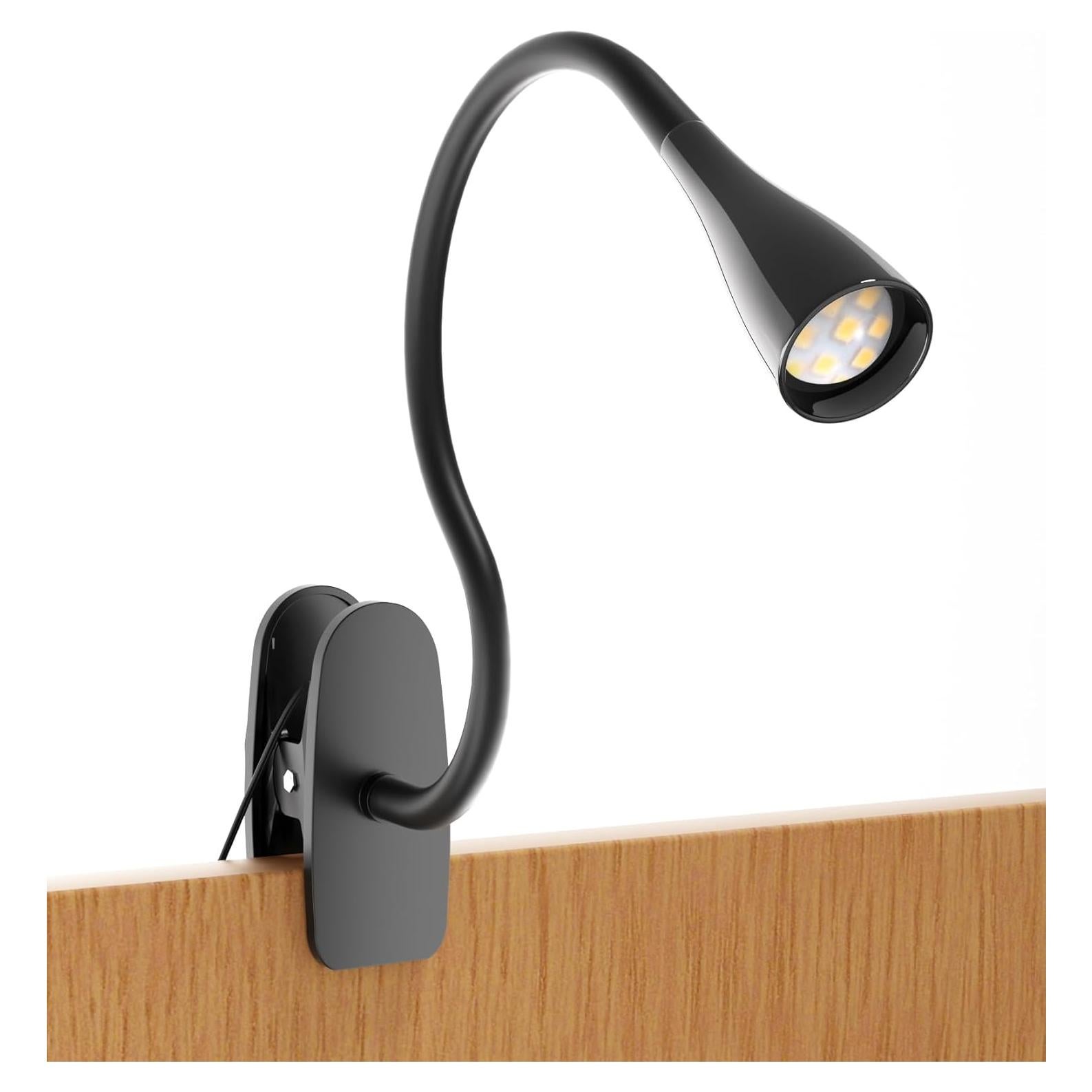 Lámpara de libro LED TOPMB con clip flexible 5W 3000K negra