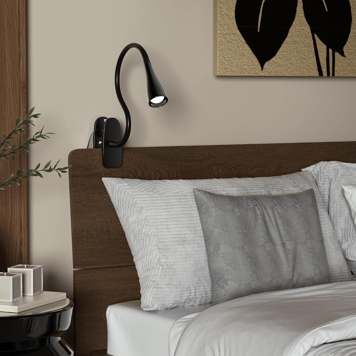 Lámpara de libro LED TOPMB con clip flexible 5W 3000K negra