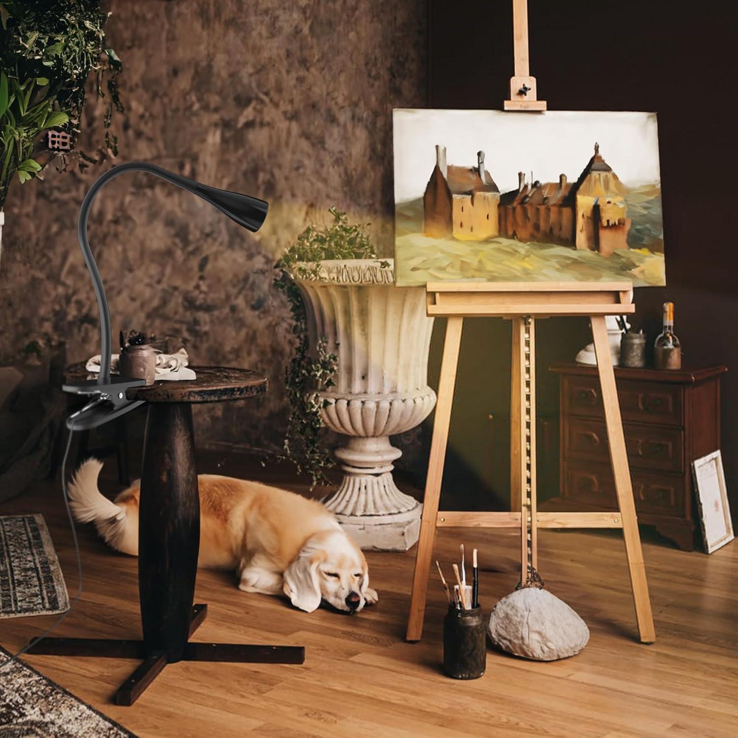 Lámpara de libro LED TOPMB con clip flexible 5W 3000K negra