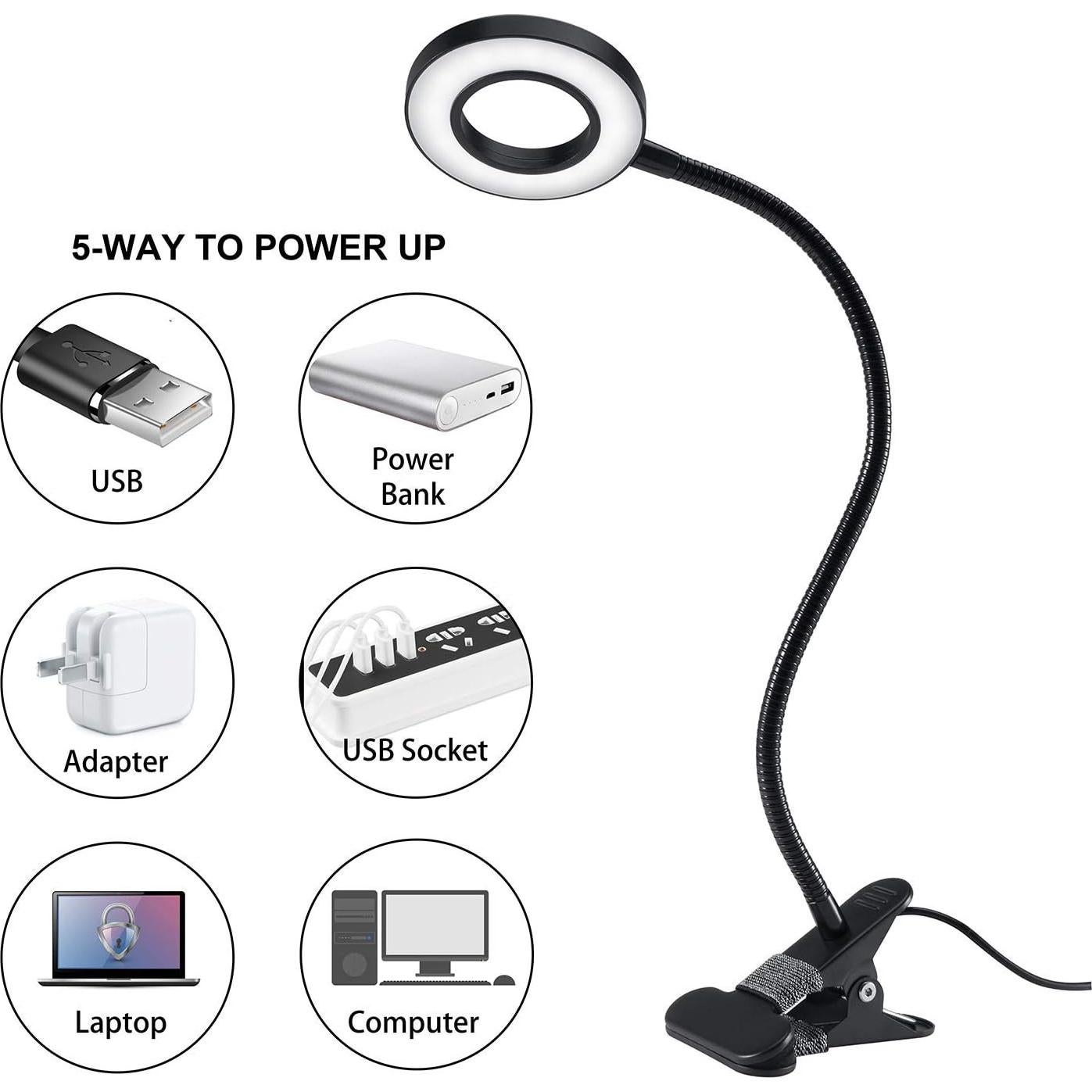 Luz de lectura con clip QQAPPU 48 LED 3 modos 10 niveles brillo