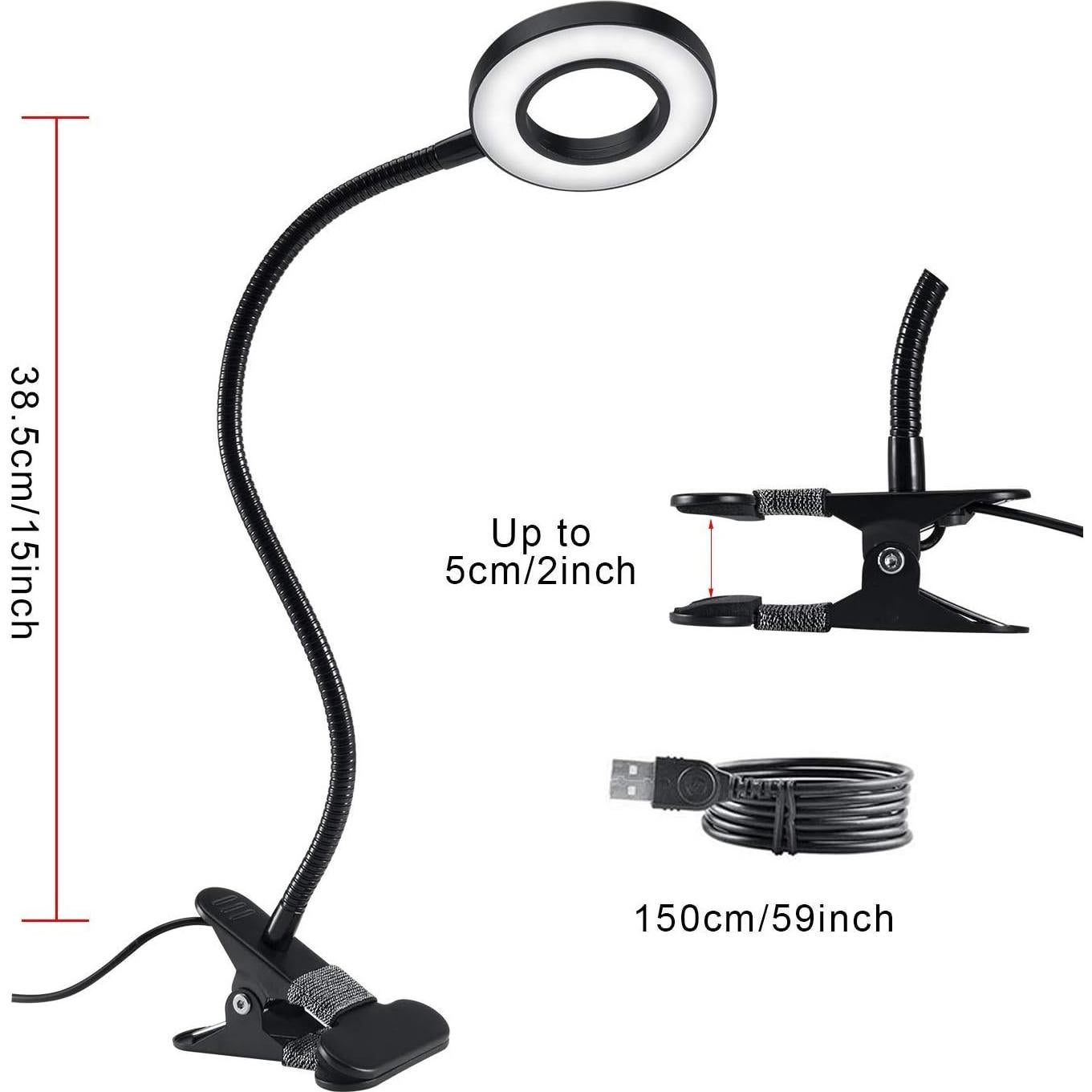 Luz de lectura con clip QQAPPU 48 LED 3 modos 10 niveles brillo