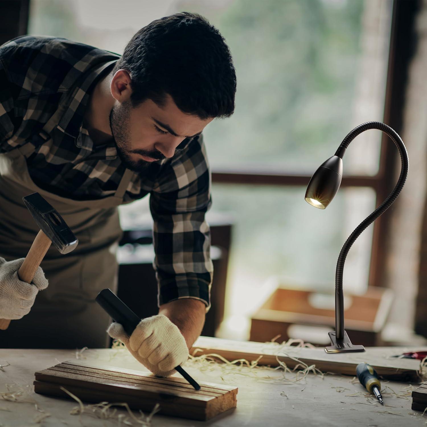 Lámpara Clip-on LED O'Bright 4000K Flexible Cuello de Ganso