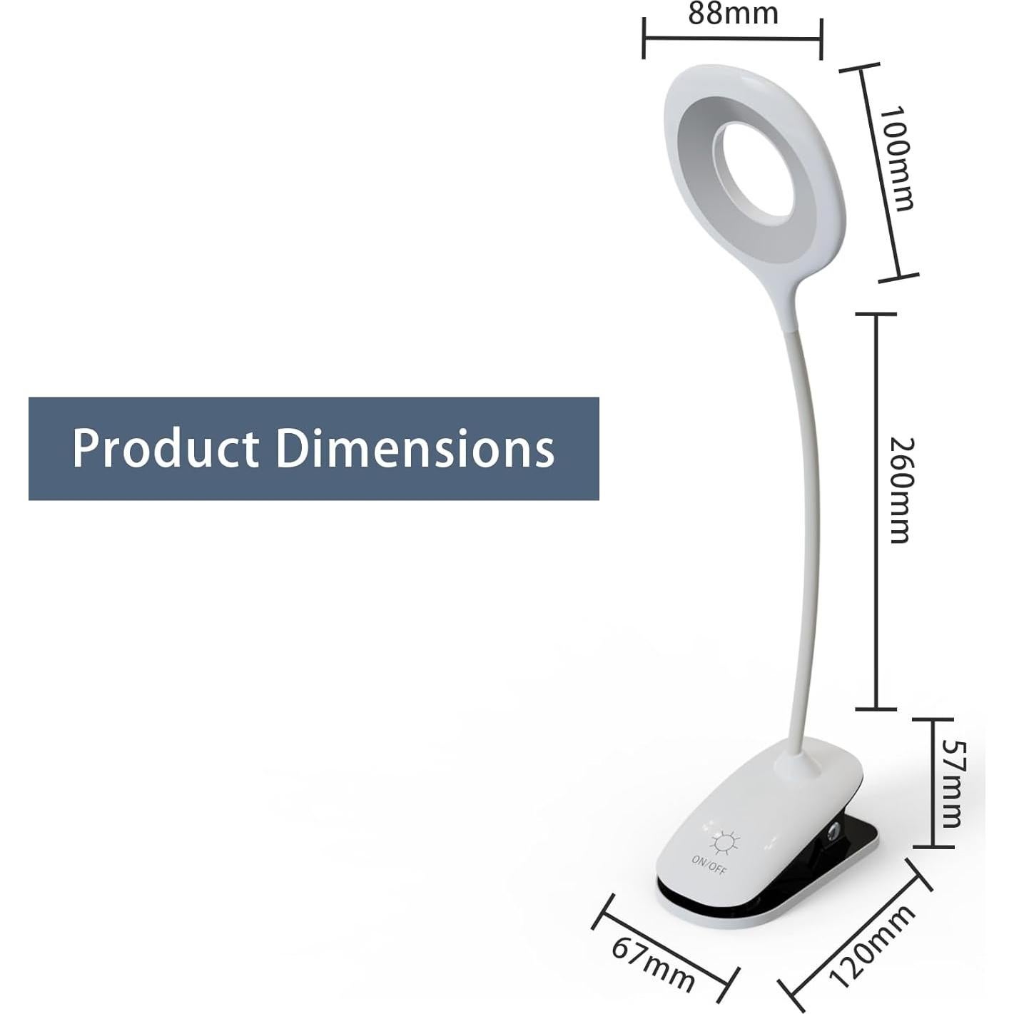 Luz de Lectura Clip On GCDFGV Recargable USB 5W Regulable