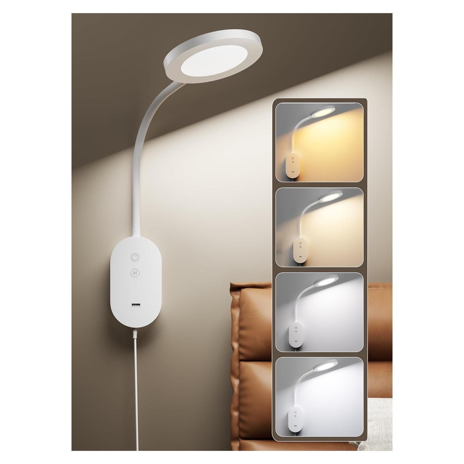 Lámpara de Lectura LED TOPMB con USB y 4 Modos de Color