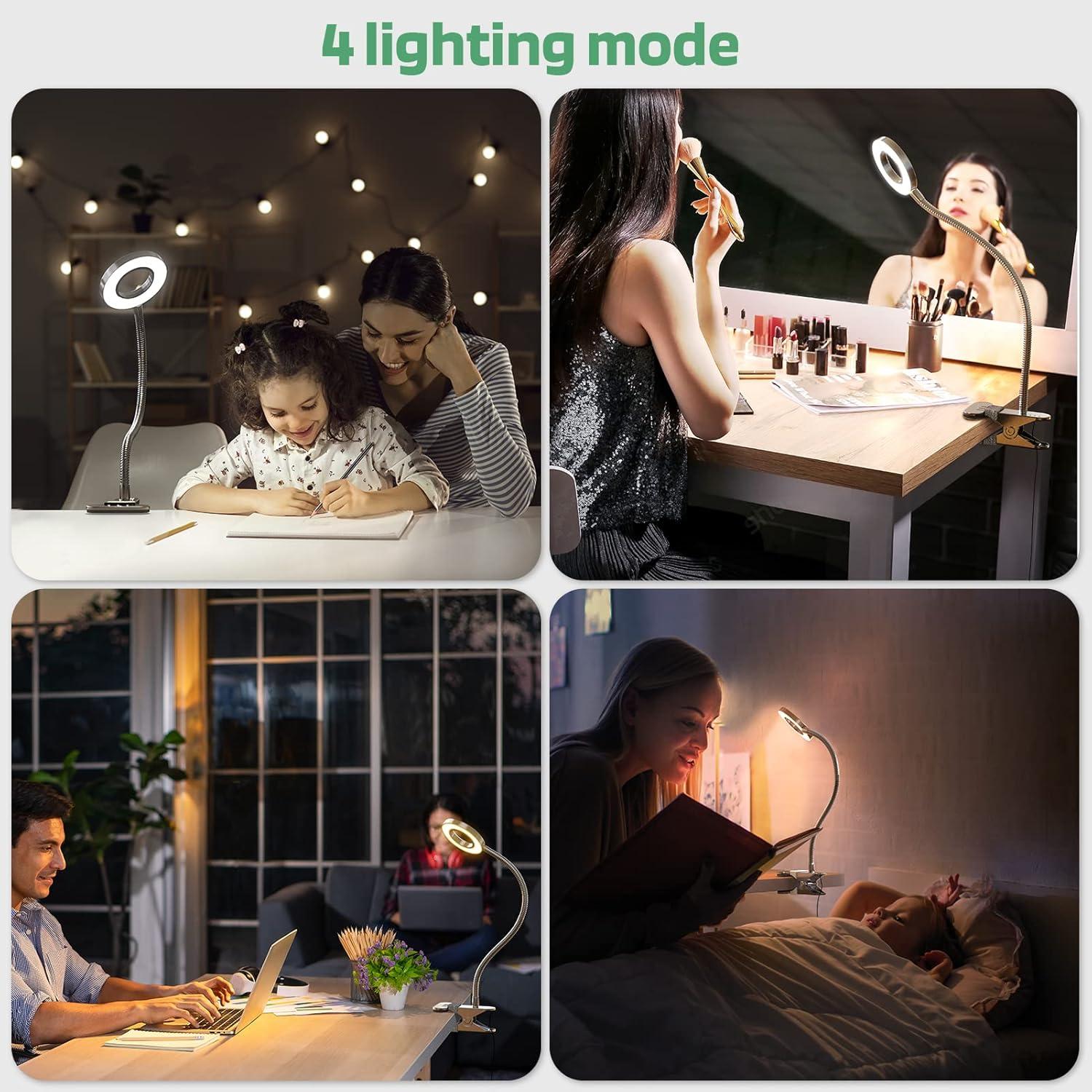 Luz LED de Lectura Clip on GLORIOUS-LITE Plata 36 LEDs 4 Modos