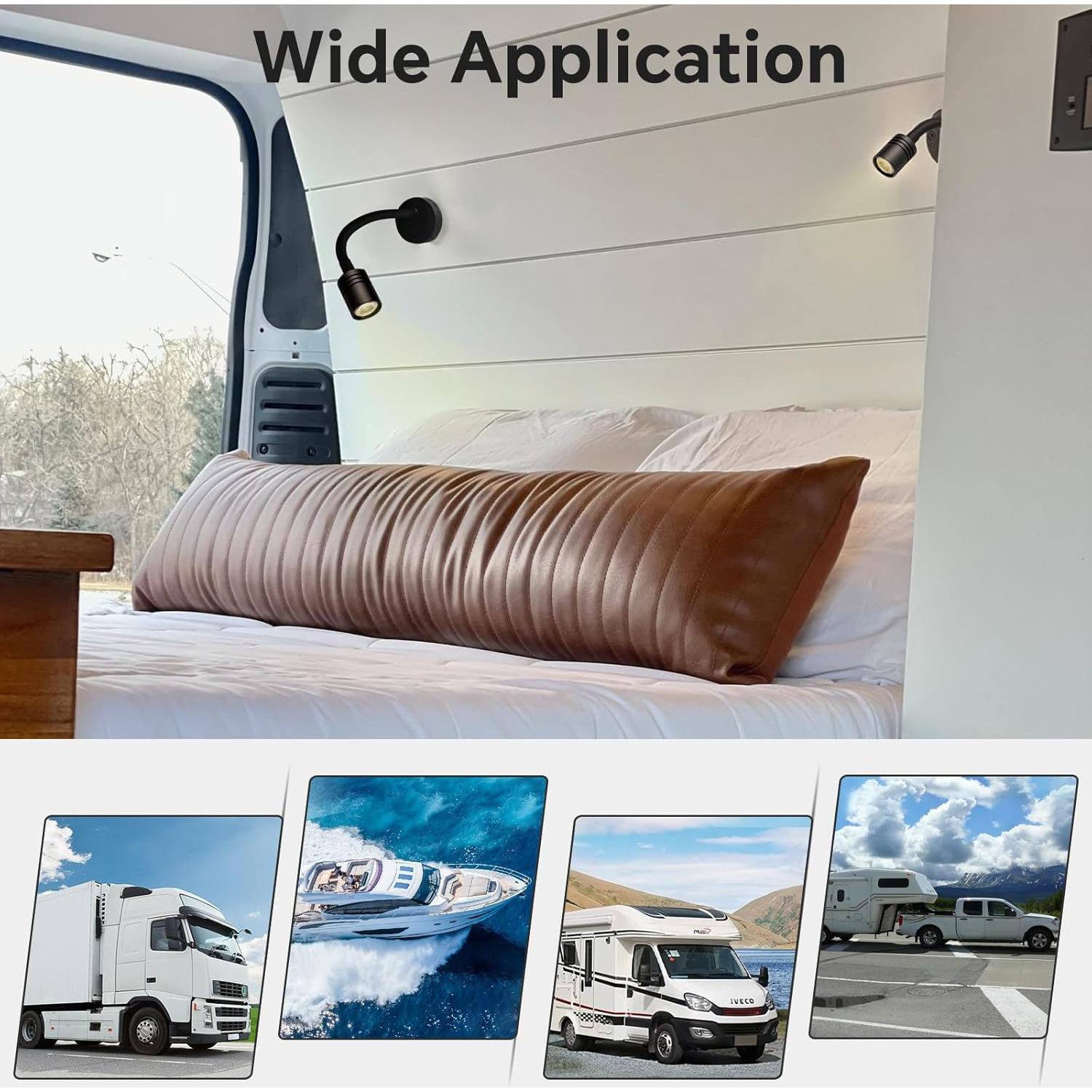 Luz de lectura LED Obeaming 12V regulable con USB-C - 2 unidades