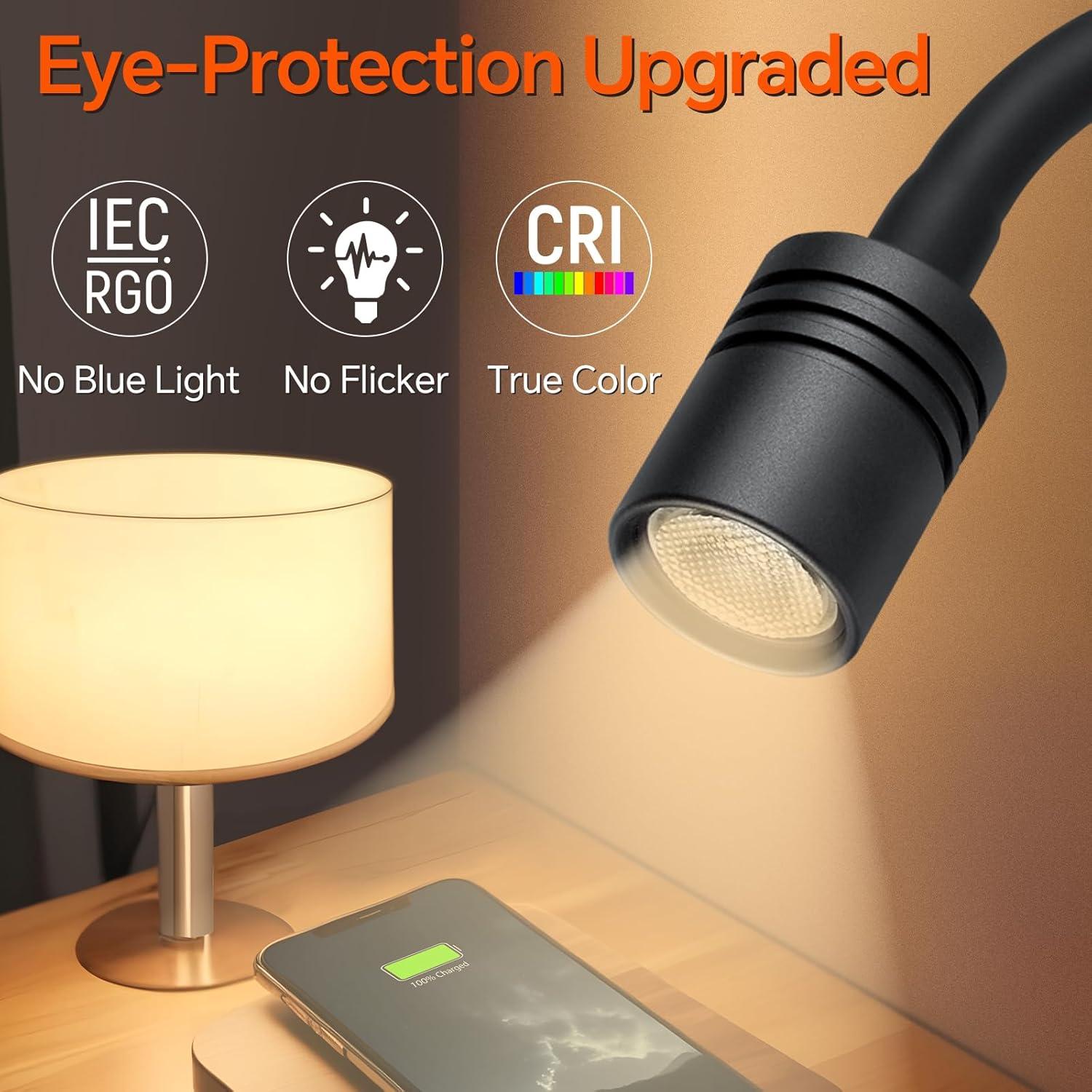 Luz de lectura LED Obeaming 12V regulable con USB-C - 2 unidades