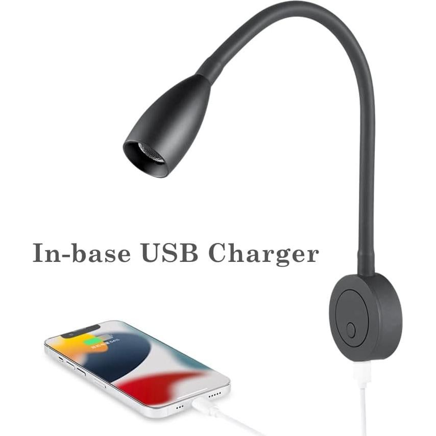 Lámpara de Lectura LED Obeaming 12V Regulable con USB