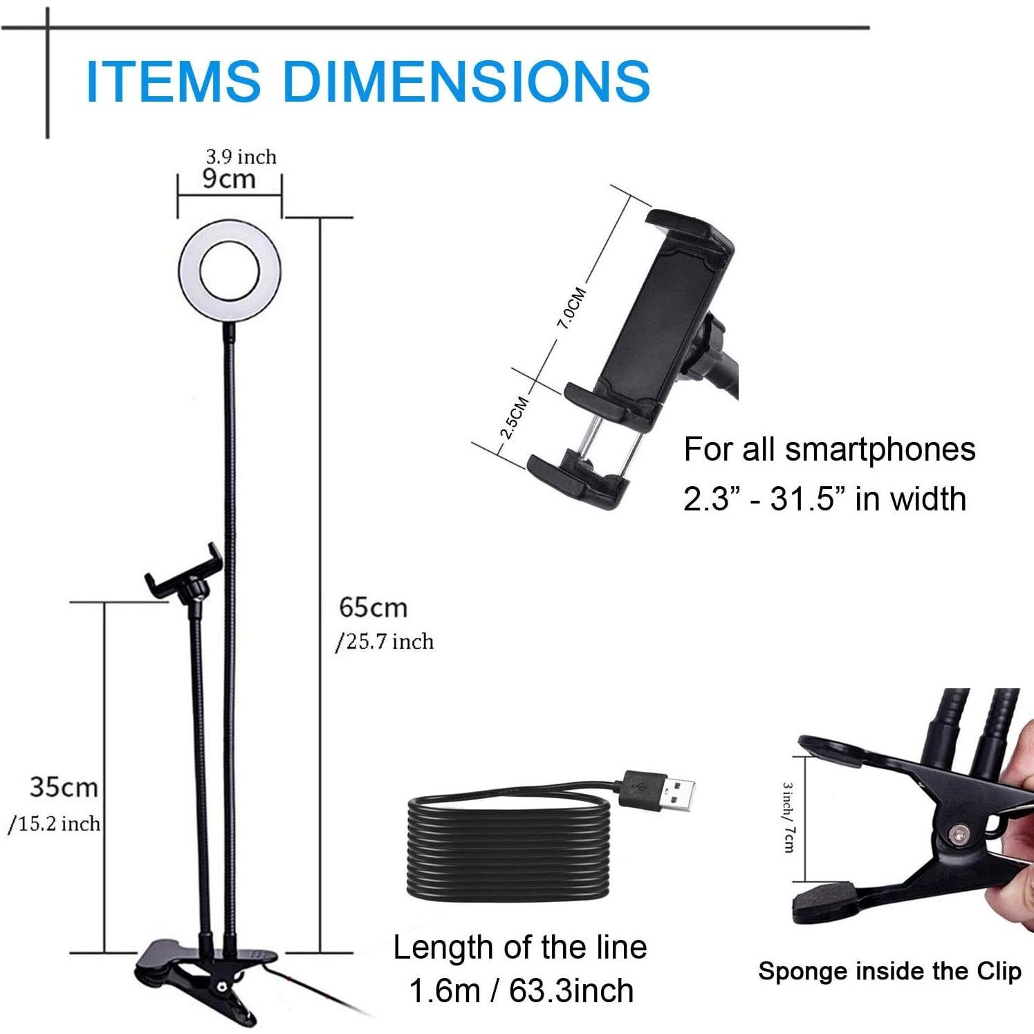 Luz de lectura LED con soporte para teléfono celular 360°
