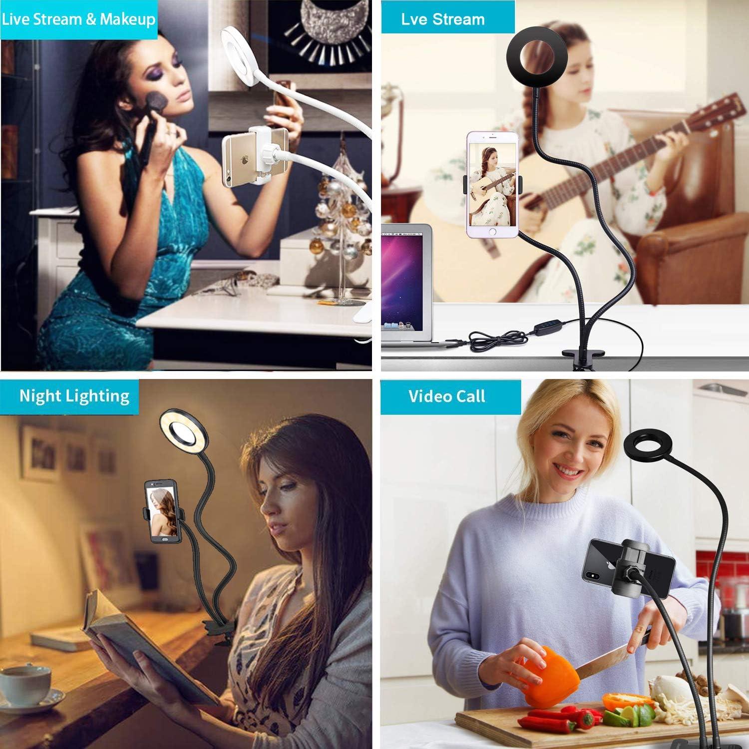 Luz de lectura LED con soporte para teléfono celular 360°