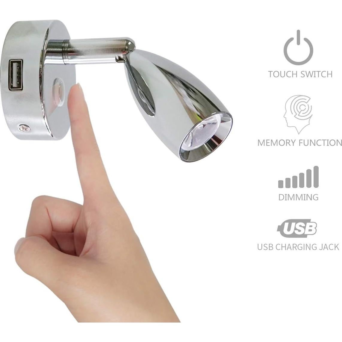 Lámpara de Lectura USB THALASSA 12V Regulable 2 Unidades