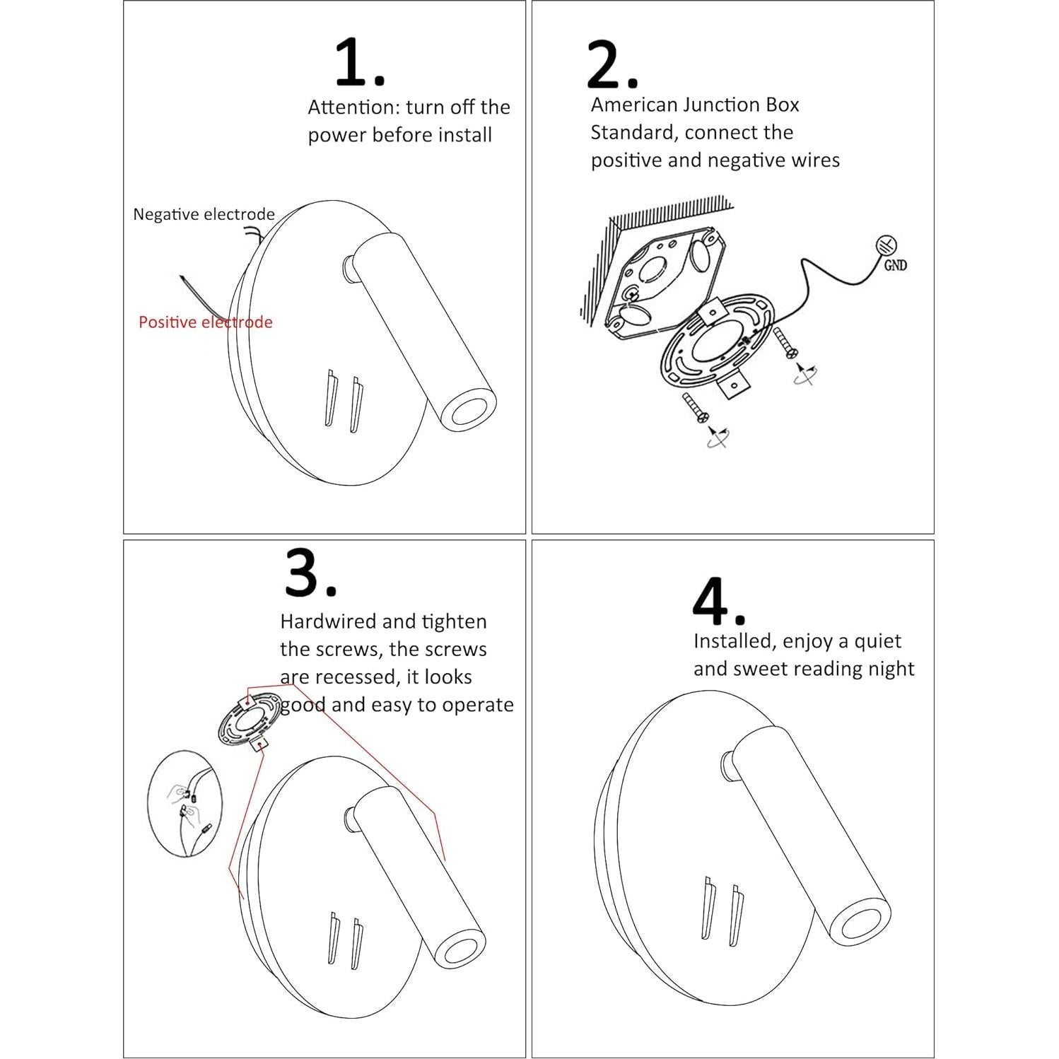 Lámpara de Pared ZEROUNO con Luz de Lectura Ajustable 3W