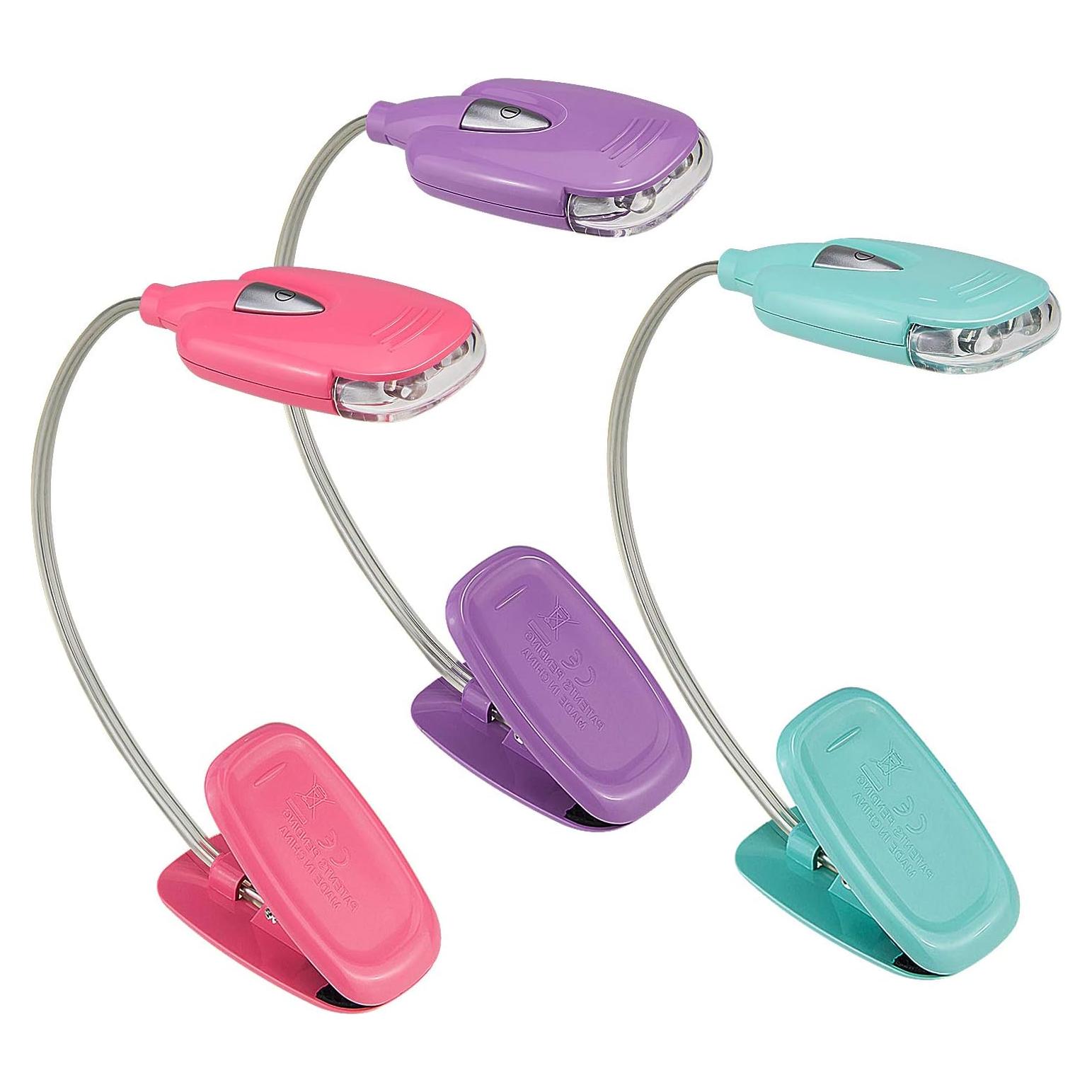 Luz de lectura LED HONGUT con clip - Paquete de 3 colores