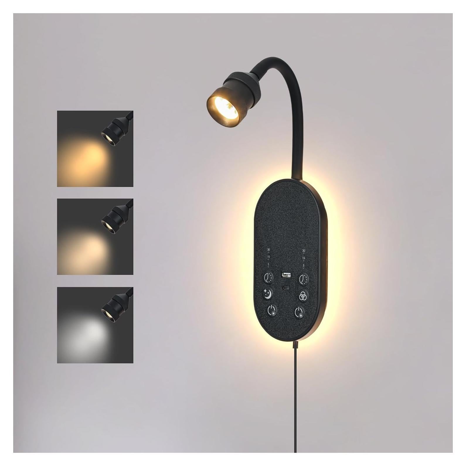 Luz de Lectura de Pared MOLUOLA con 3 Temperaturas y USB