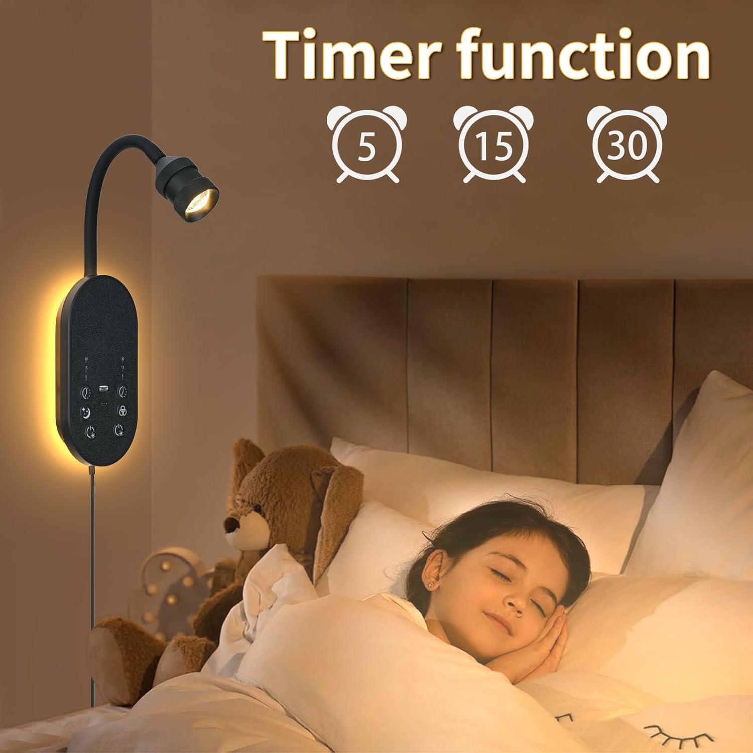 Luz de Lectura de Pared MOLUOLA con 3 Temperaturas y USB