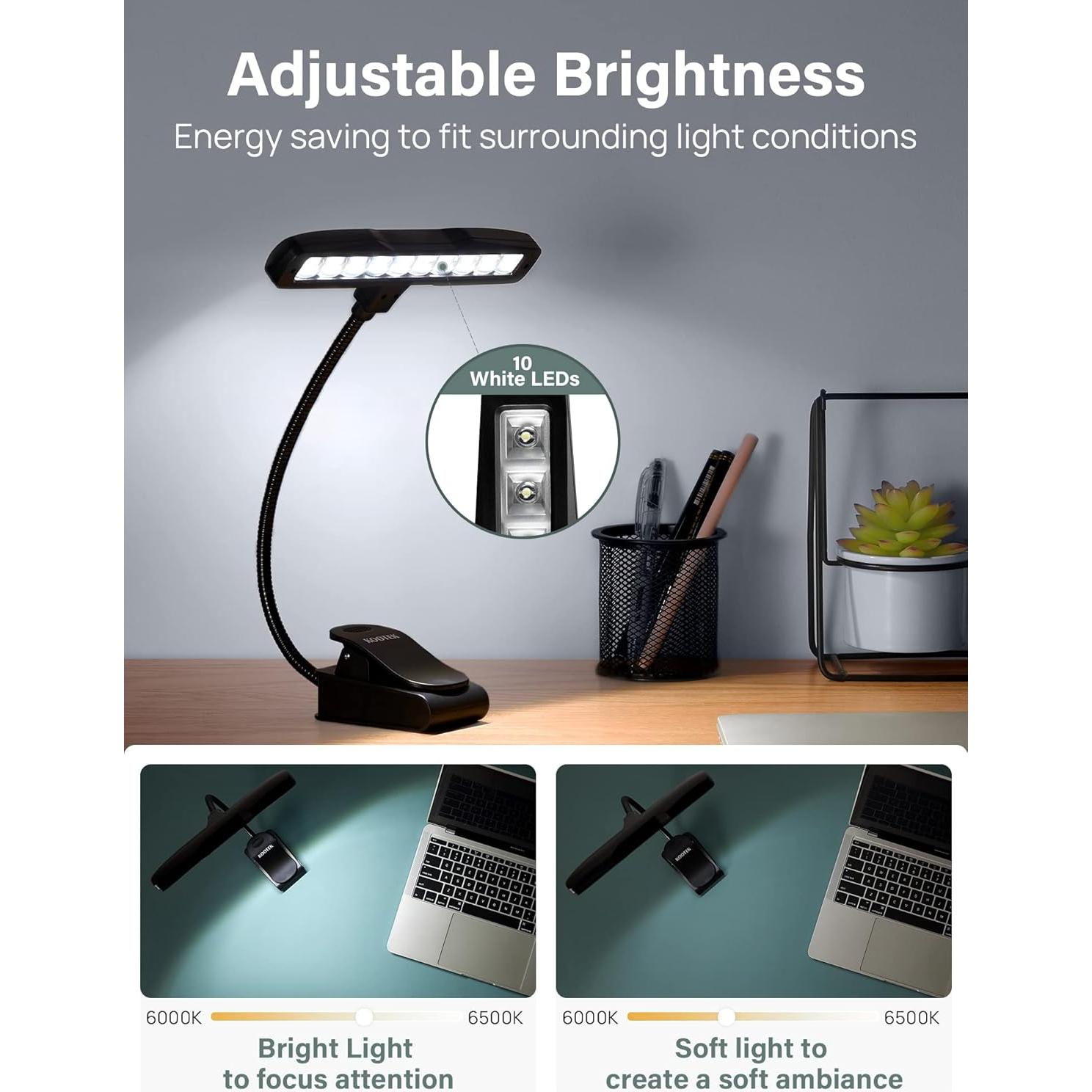 Luz de Atril Musical Kootek LED Recargable USB Ajustable