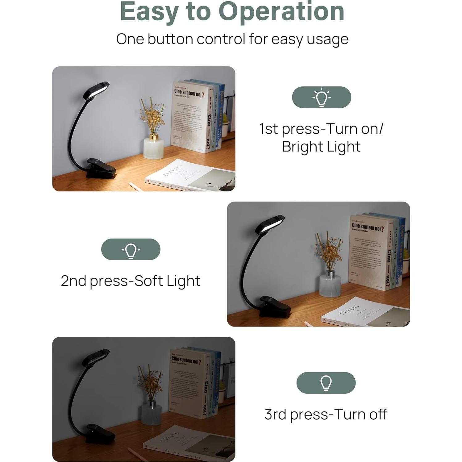 Luz de Atril Musical Kootek LED Recargable USB Ajustable