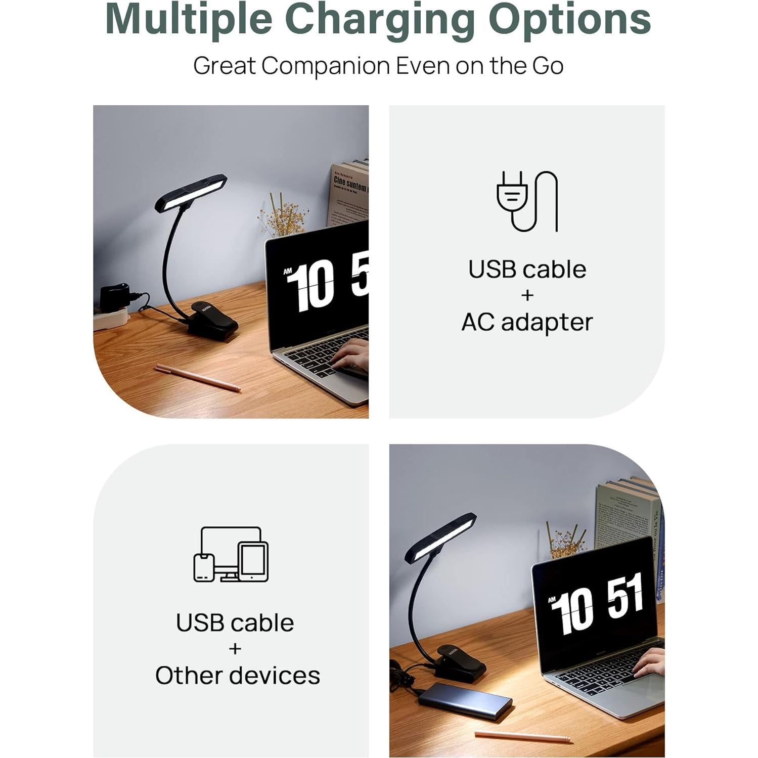Luz de Atril Musical Kootek LED Recargable USB Ajustable