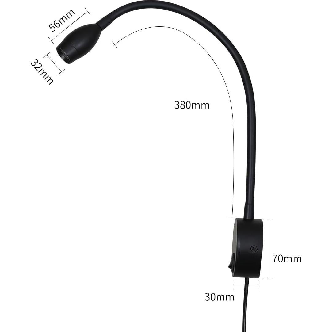 Lámpara de Lectura LED 3W Ageselighting Negro 2 Pcs