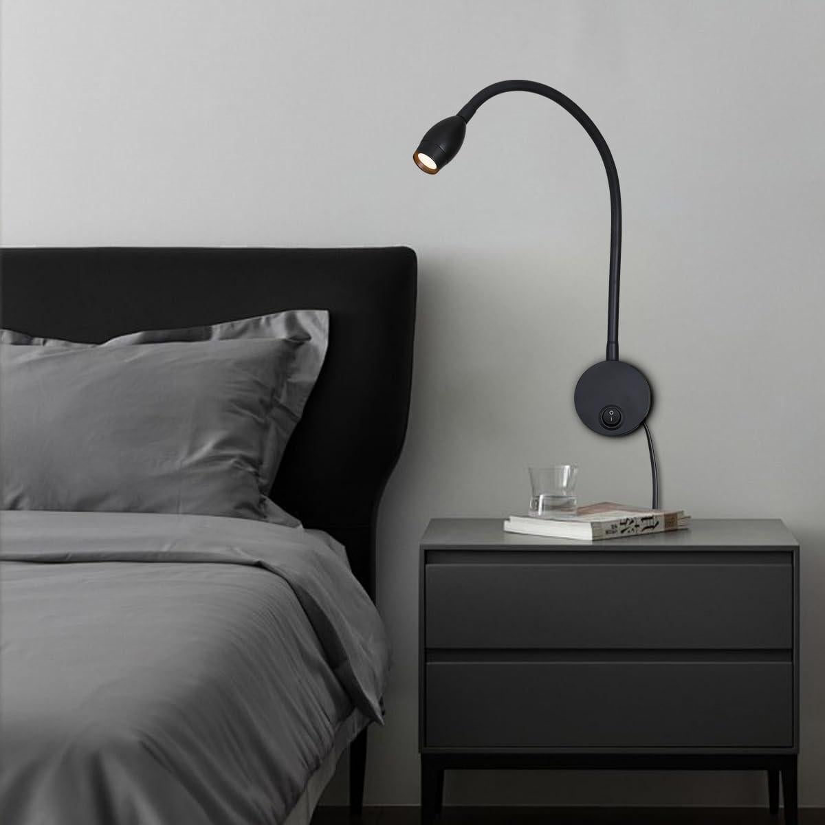 Lámpara de Lectura LED 3W Ageselighting Negro 2 Pcs