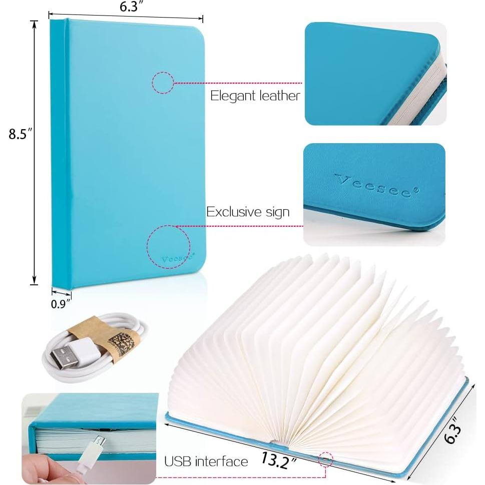 Lámpara de Libro Veesee LED Recargable 8 Colores 21.6x15.9cm