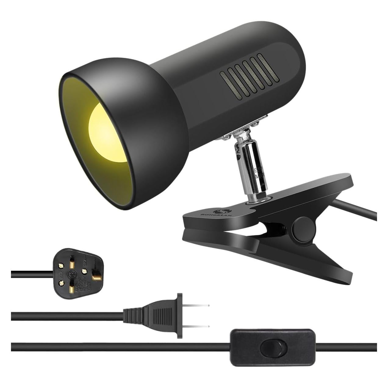 Lámpara de Clip RONG&LAN LED Negra 30W 360° Ajustable