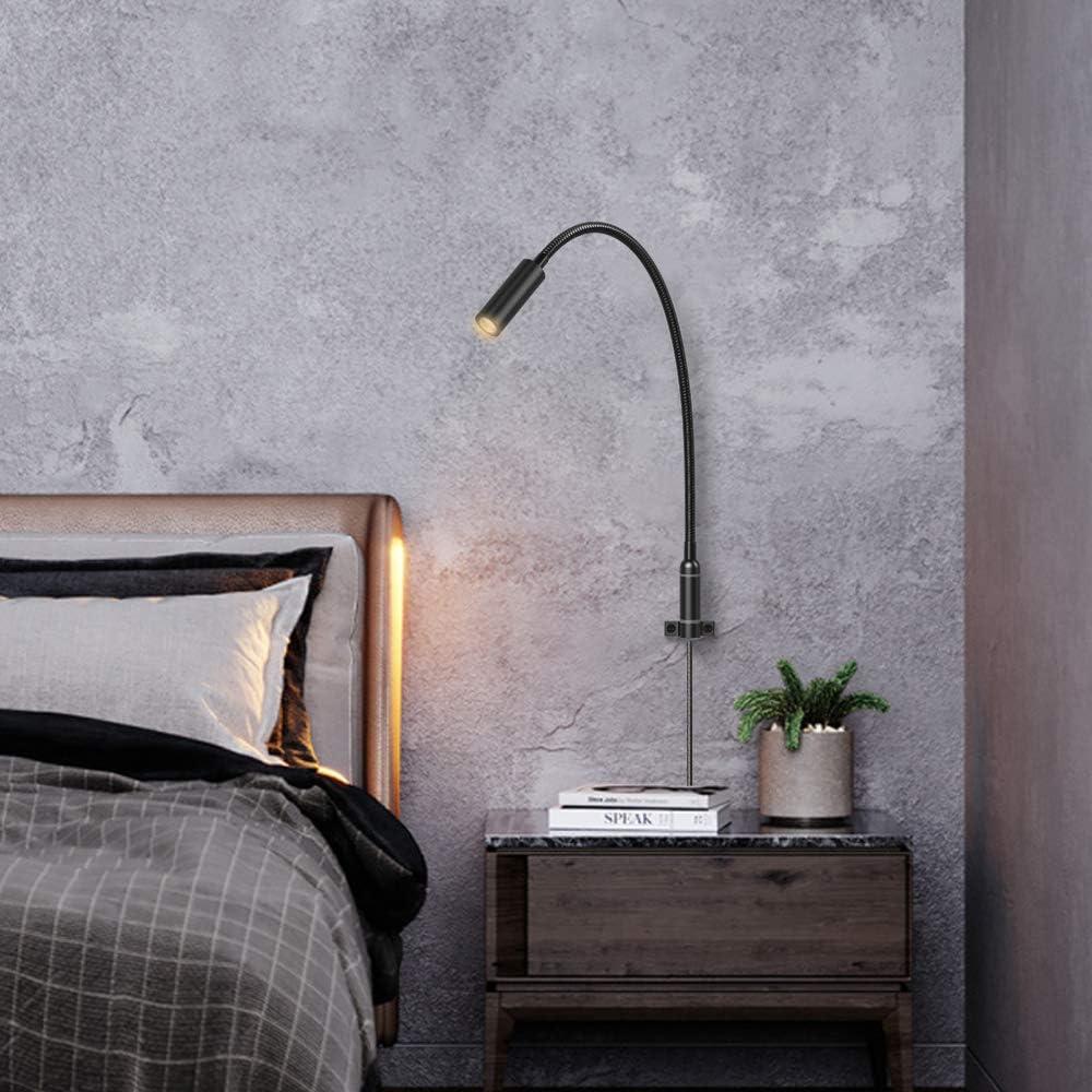 Luz de Lectura LED Regulable Ageselighting 3W Pared Negro