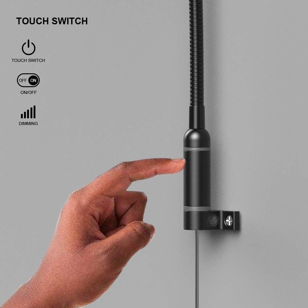 Luz de Lectura LED Regulable Ageselighting 3W Pared Negro