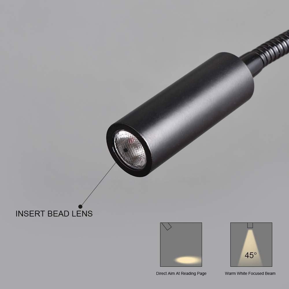 Luz de Lectura LED Regulable Ageselighting 3W Pared Negro