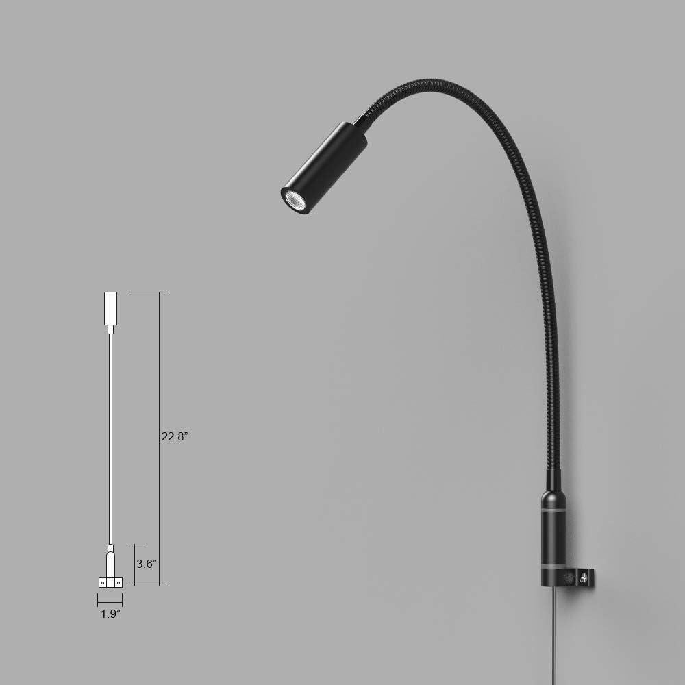 Luz de Lectura LED Regulable Ageselighting 3W Pared Negro