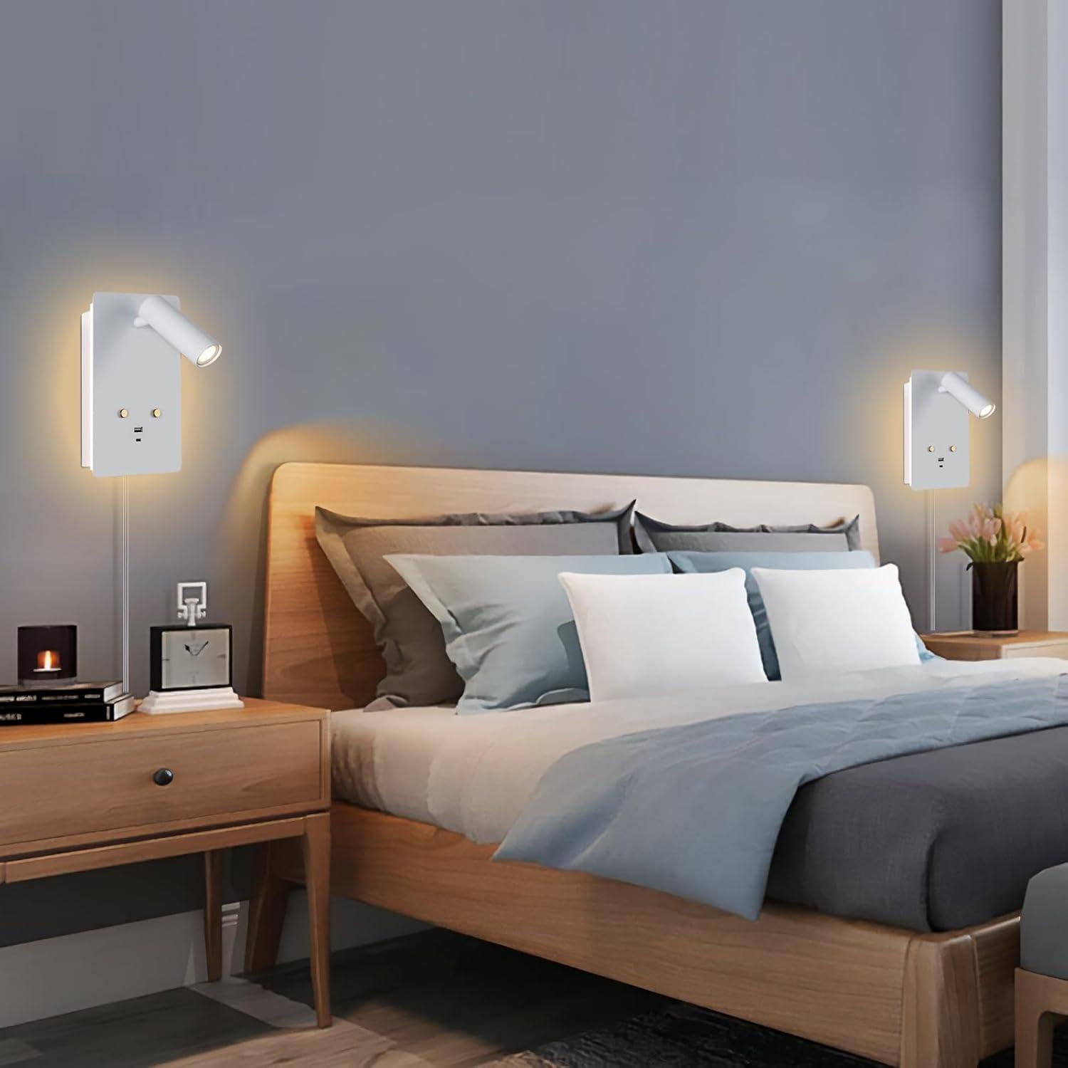 Luz de Lectura Montada en Pared ZEROUNO con USB y Dimmable
